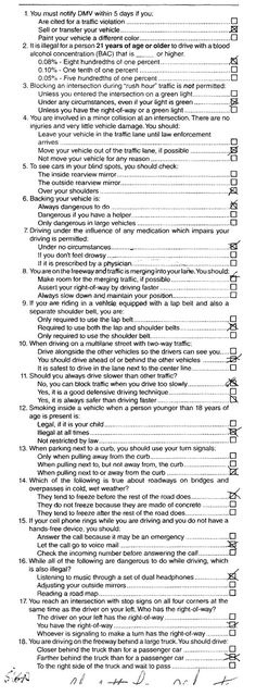 California Driver License Test Answers